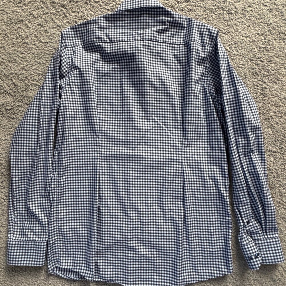 Eton Fit Dress Shirt Men's Sz. L - 42 / 16 1/2 - Blue White Gingham Pattern- EUC - Picture 7 of 15